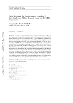 Facial Feedback for Reinforcement Learning: A Case Study and Offline
  Analysis Using the TAMER Framework