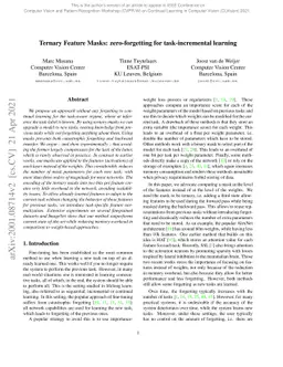 Ternary Feature Masks: zero-forgetting for task-incremental learning
