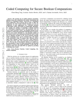 Coded Computing for Secure Boolean Computations