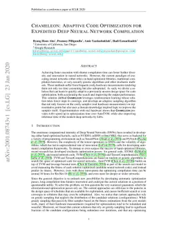 Chameleon: Adaptive Code Optimization for Expedited Deep Neural Network
  Compilation