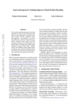 Semi-Autoregressive Training Improves Mask-Predict Decoding