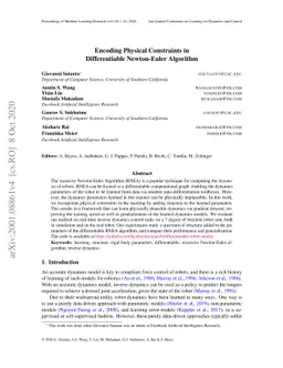 Encoding Physical Constraints in Differentiable Newton-Euler Algorithm