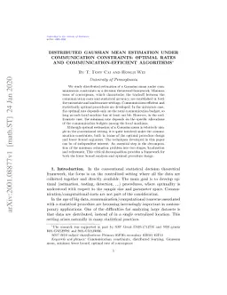 Distributed Gaussian Mean Estimation under Communication Constraints:
  Optimal Rates and Communication-Efficient Algorithms