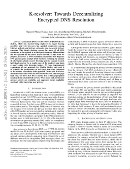 K-resolver: Towards Decentralizing Encrypted DNS Resolution
