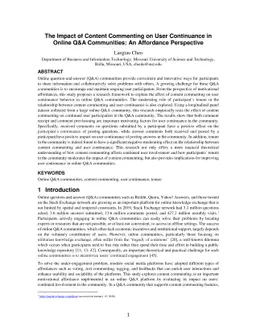 The Impact of Content Commenting on User Continuance in Online Q&A
  Communities: An Affordance Perspective