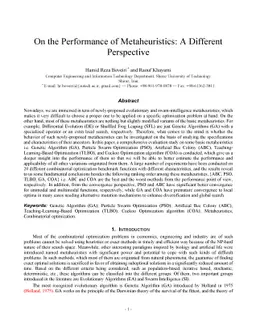 On the Performance of Metaheuristics: A Different Perspective