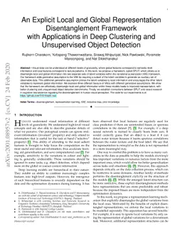 An Explicit Local and Global Representation Disentanglement Framework
  with Applications in Deep Clustering and Unsupervised Object Detection