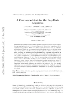 A continuum limit for the PageRank algorithm