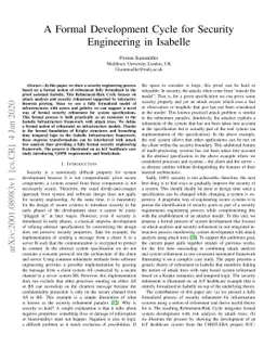 A Formal Development Cycle for Security Engineering in Isabelle