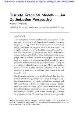 Discrete graphical models -- an optimization perspective