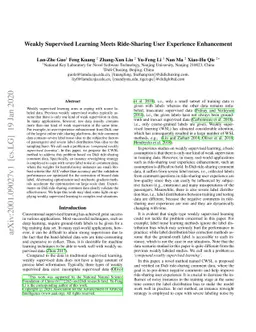 Weakly Supervised Learning Meets Ride-Sharing User Experience
  Enhancement