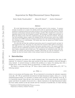Imputation for High-Dimensional Linear Regression
