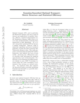 Gaussian-Smooth Optimal Transport: Metric Structure and Statistical
  Efficiency