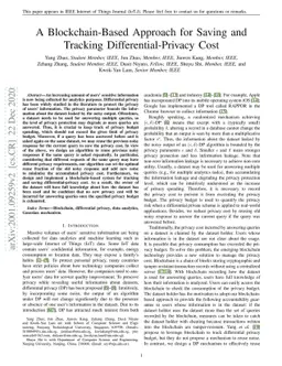 A Blockchain-Based Approach for Saving and Tracking Differential-Privacy
  Cost