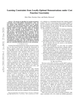 Learning Constraints from Locally-Optimal Demonstrations under Cost
  Function Uncertainty