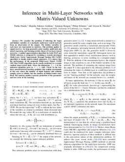 Inference in Multi-Layer Networks with Matrix-Valued Unknowns