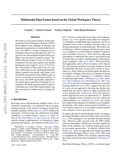 Multimodal Data Fusion based on the Global Workspace Theory