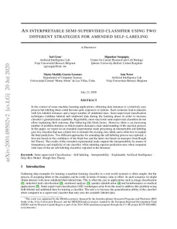 An interpretable semi-supervised classifier using two different
  strategies for amended self-labeling
