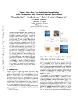 Weakly Supervised Few-shot Object Segmentation using Co-Attention with
  Visual and Semantic Embeddings