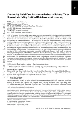 Developing Multi-Task Recommendations with Long-Term Rewards via Policy
  Distilled Reinforcement Learning