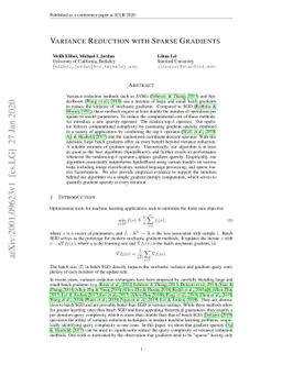 Variance Reduction with Sparse Gradients