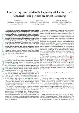 Computing the Feedback Capacity of Finite State Channels using
  Reinforcement Learning