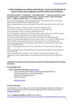 Artificial intelligence in medicine and healthcare: a review and
  classification of current and near-future applications and their ethical and
  social Impact