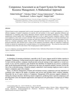 Competence Assessment as an Expert System for Human Resource Management:
  A Mathematical Approach