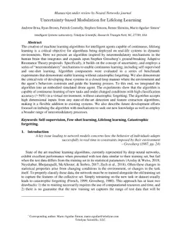 Uncertainty-based Modulation for Lifelong Learning