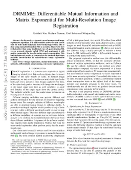 DRMIME: Differentiable Mutual Information and Matrix Exponential for
  Multi-Resolution Image Registration