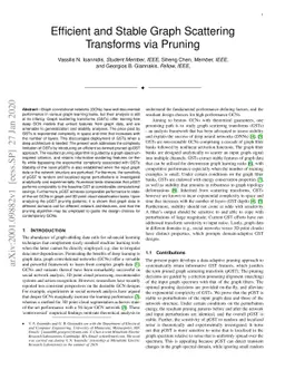 Efficient and Stable Graph Scattering Transforms via Pruning
