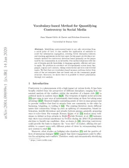 Vocabulary-based Method for Quantifying Controversy in Social Media