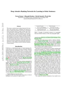 Deep Attentive Ranking Networks for Learning to Order Sentences