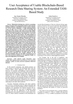 User Acceptance of Usable Blockchain-Based Research Data Sharing System:
  An Extended TAM Based Study