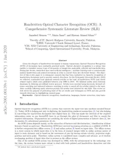 Handwritten Optical Character Recognition (OCR): A Comprehensive
  Systematic Literature Review (SLR)