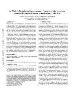 Inf-VAE: A Variational Autoencoder Framework to Integrate Homophily and
  Influence in Diffusion Prediction