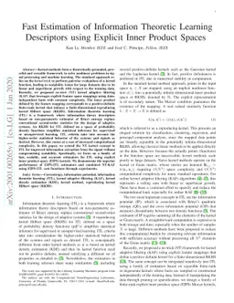 Fast Estimation of Information Theoretic Learning Descriptors using
  Explicit Inner Product Spaces
