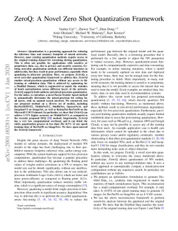 ZeroQ: A Novel Zero Shot Quantization Framework