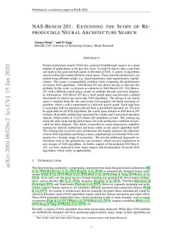 NAS-Bench-201: Extending the Scope of Reproducible Neural Architecture
  Search