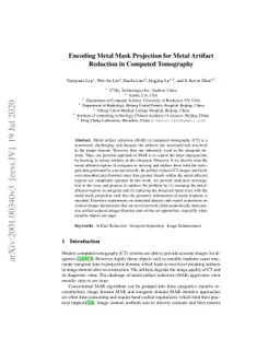 Encoding Metal Mask Projection for Metal Artifact Reduction in Computed
  Tomography