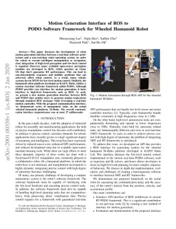 Motion Generation Interface of ROS to PODO Software Framework for
  Wheeled Huamanoid Robot
