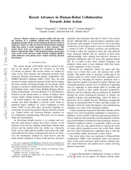 Recent Advances in Human-Robot Collaboration Towards Joint Action