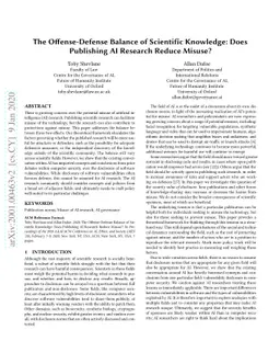 The Offense-Defense Balance of Scientific Knowledge: Does Publishing AI
  Research Reduce Misuse?