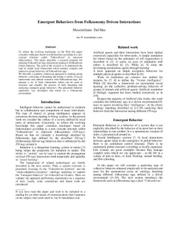 Emergent Behaviors from Folksonomy Driven Interactions