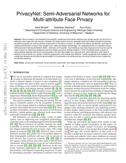 PrivacyNet: Semi-Adversarial Networks for Multi-attribute Face Privacy