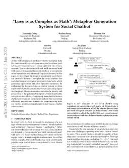 "Love is as Complex as Math": Metaphor Generation System for Social
  Chatbot