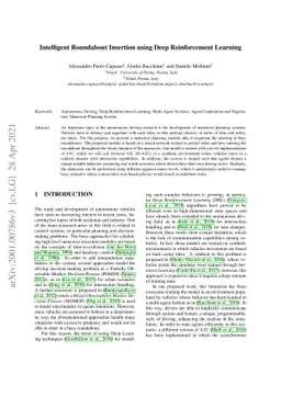 Intelligent Roundabout Insertion using Deep Reinforcement Learning