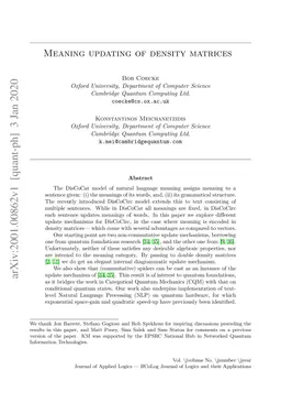 Meaning updating of density matrices