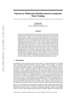 Fairness in Multi-agent Reinforcement Learning for Stock Trading