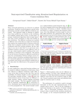 Semi-supervised Classification using Attention-based Regularization on
  Coarse-resolution Data